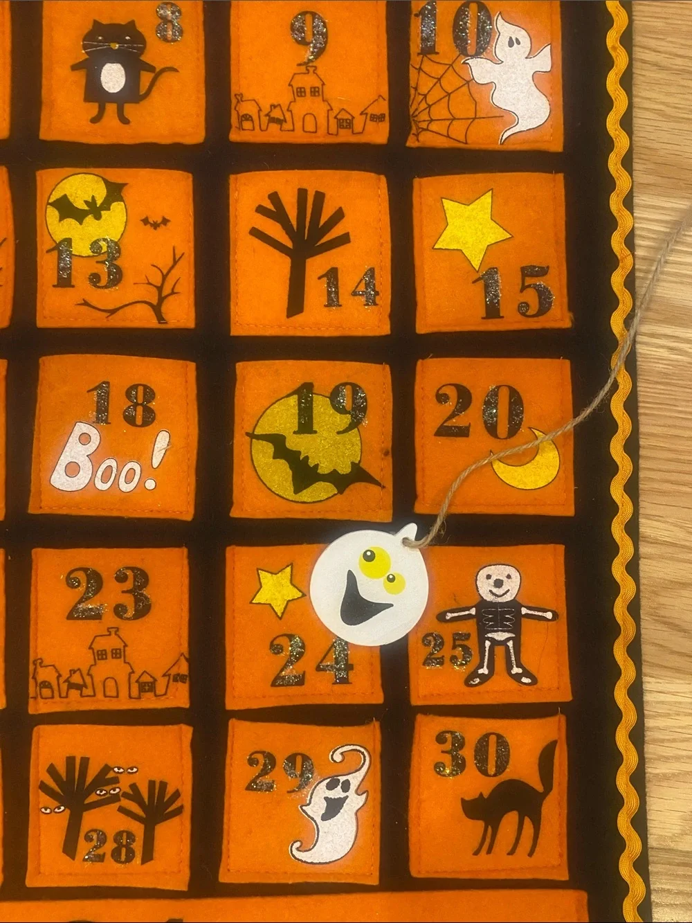 Happy Halloween Felt Countdown Wall Banner - Orange and Black